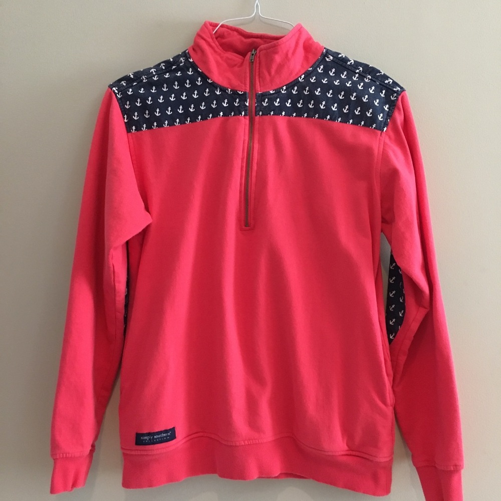 Simply Southern Red Quarter Zip Pullover Jacket